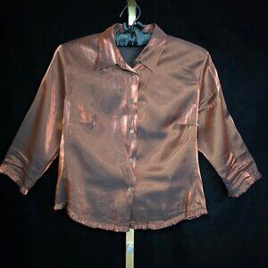 Vintage Caviar Iridescent Rust 3/4 Sleeve Blouse M